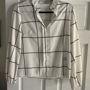 White and Black Grid Blouse